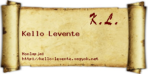 Kello Levente névjegykártya
